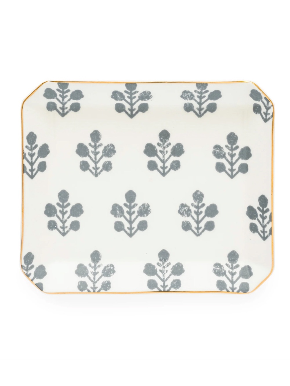 Slate Floral Trinket Tray
 Floral Ceramic Trinket Tray with Gold Rim